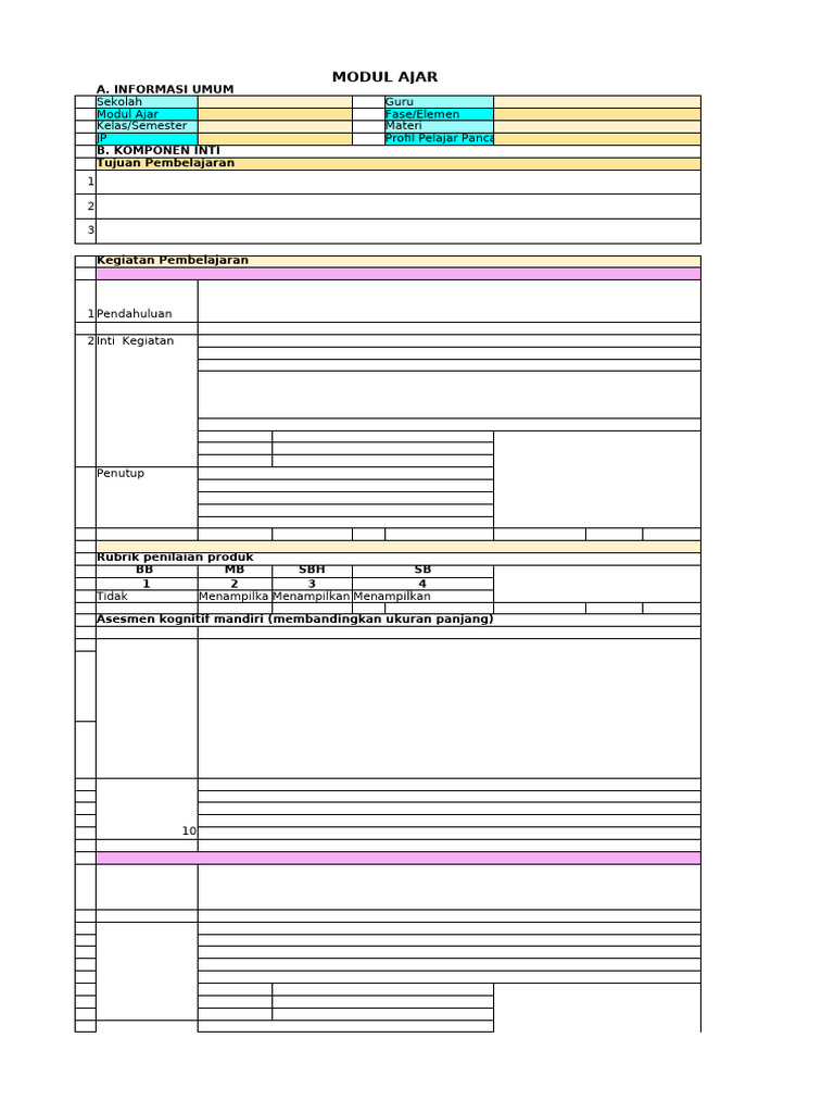 Modul Ajar Matematika Kelas 1A | PDF | Karier & Perkembangan