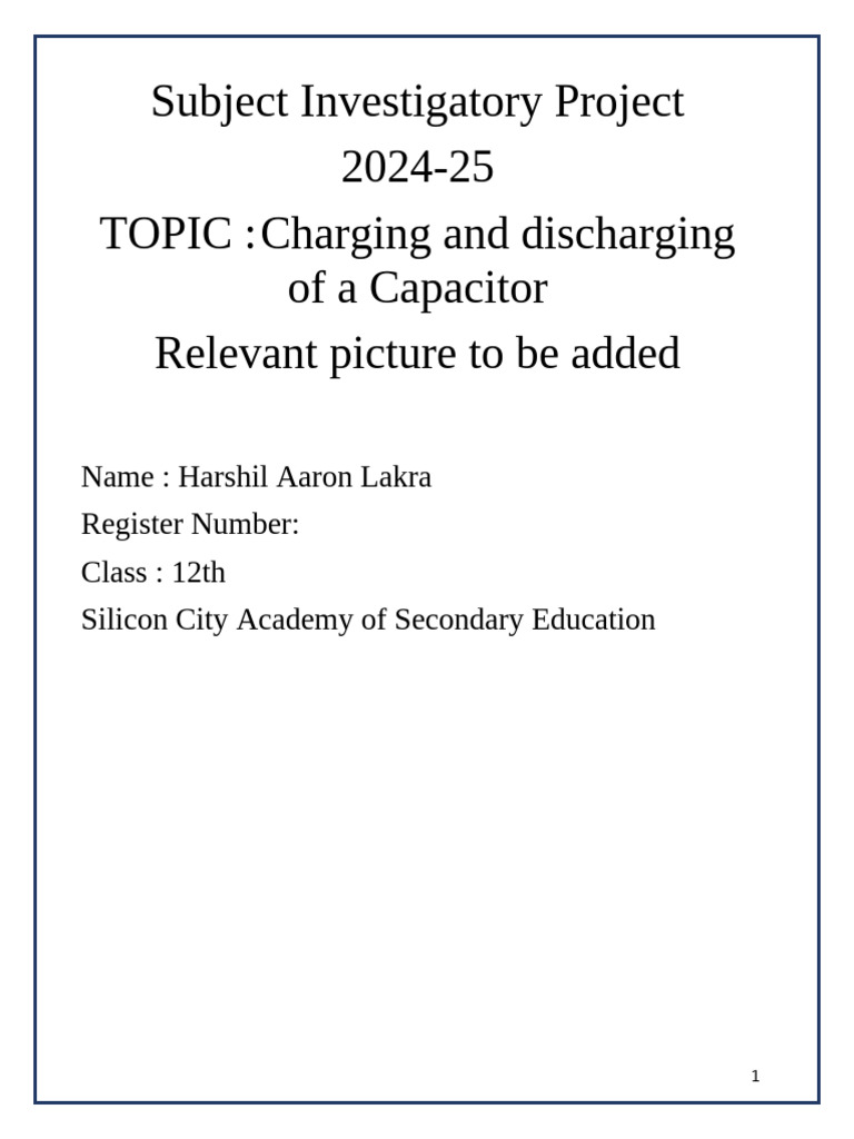 Capacitor Charging & Discharging Project | PDF | Capacitor | Electrical ...