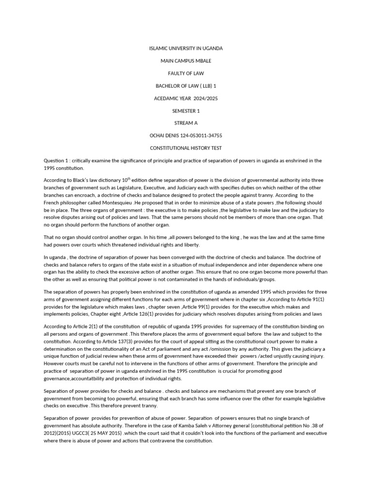 Doctrine of Separation of Power | PDF | Separation Of Powers | Public Law