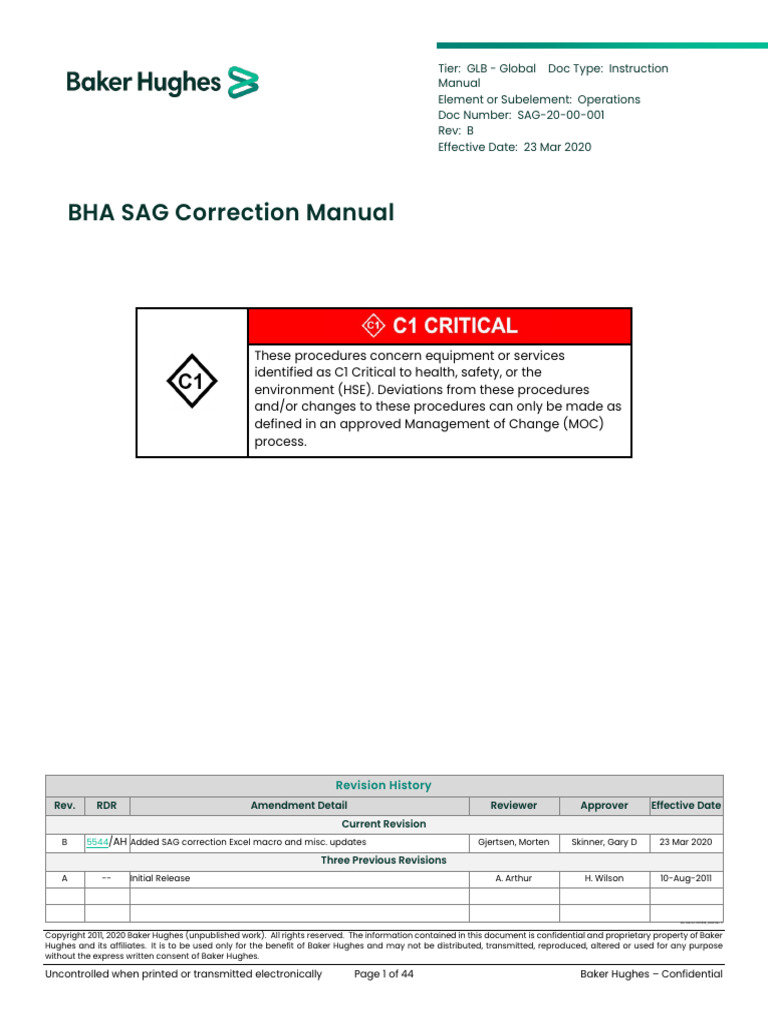 BHA SAG Correction Manual | PDF | Filename | Uncertainty