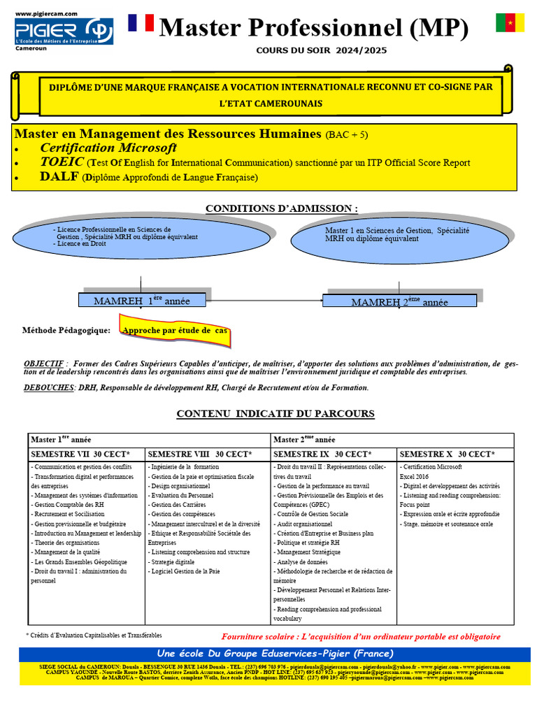 Master en Ressources Humaines 2024/2025 | PDF | Gestion des ressources ...