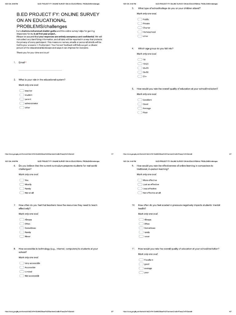 Survey Form | PDF