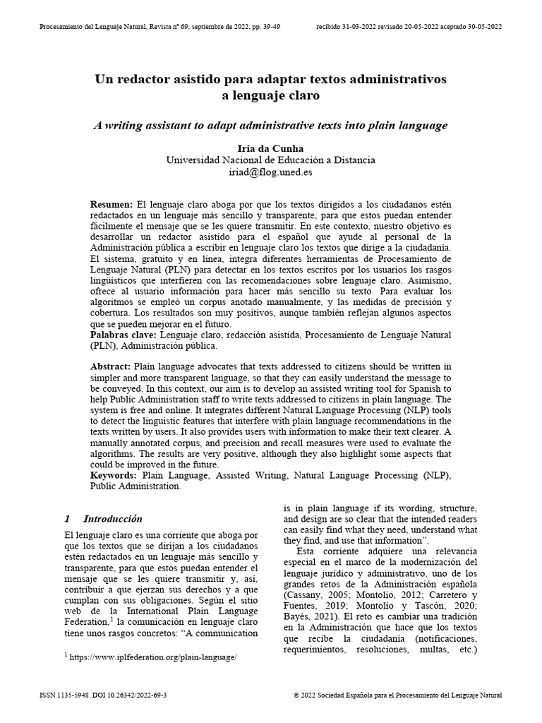 Redactor Asistido para Lenguaje Claro | PDF | Lenguaje simple | Verbo