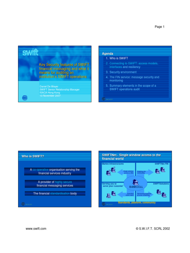 Key Security in SWIFT Messaging | PDF | Transmission Control Protocol ...