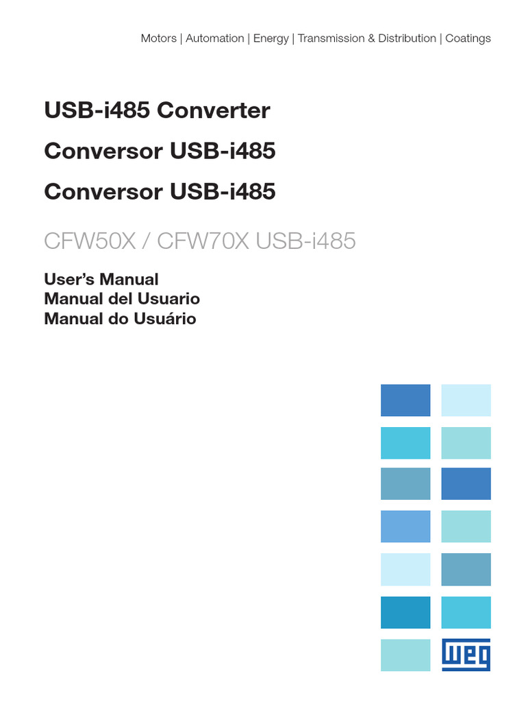 Weg Cfw50x Cfw70x Conversor Usb I485 10001323921 Manual Portugues Br