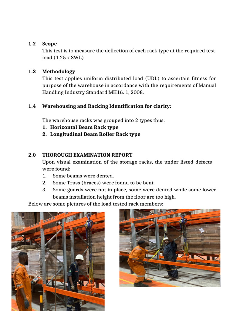 Rack Load Test Sample | PDF | Beam (Structure) | Warehouse