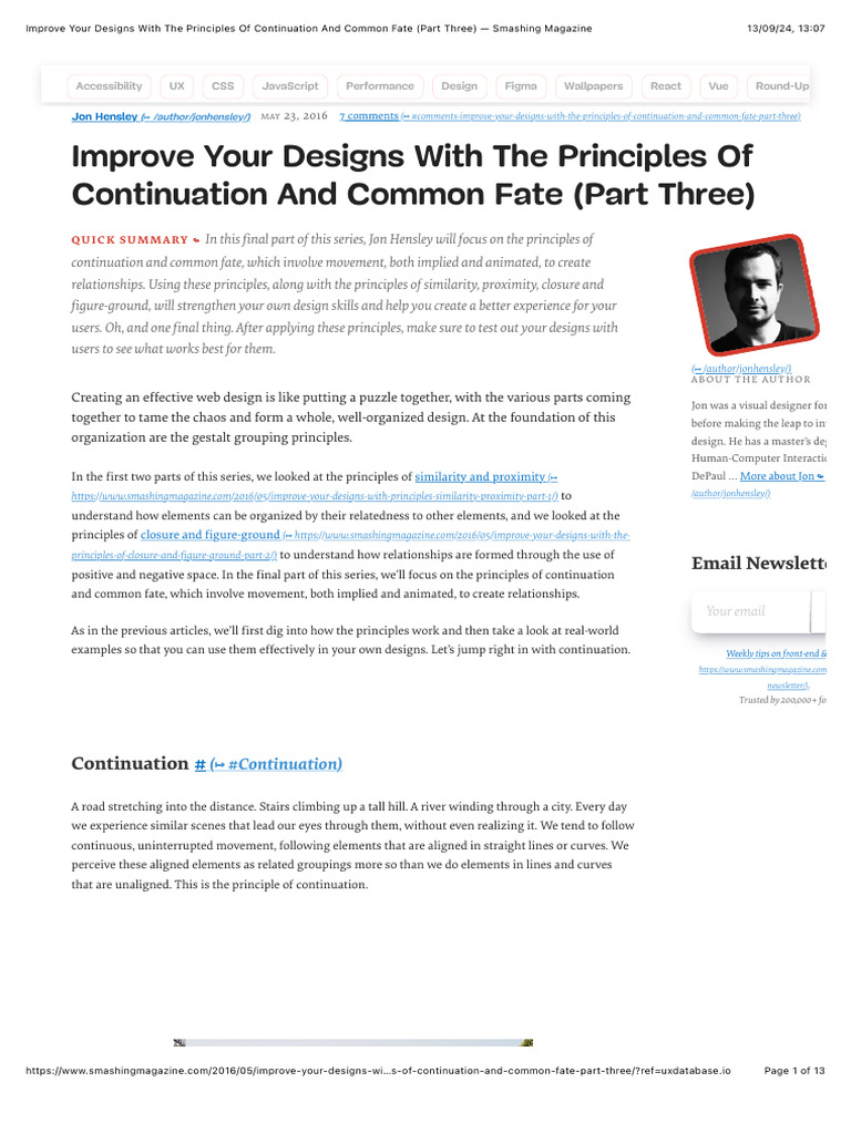 Continuation and Common Fate in Design | PDF | Attention | Web Design