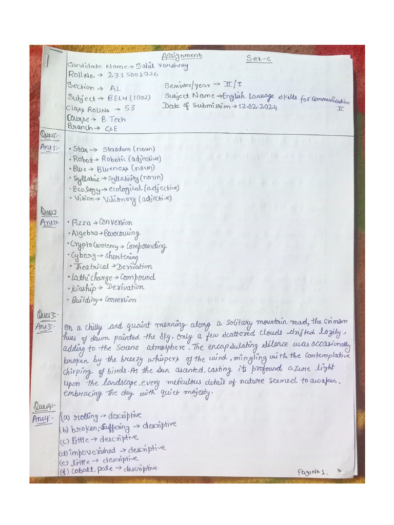 2nd Semester English Assignment | PDF