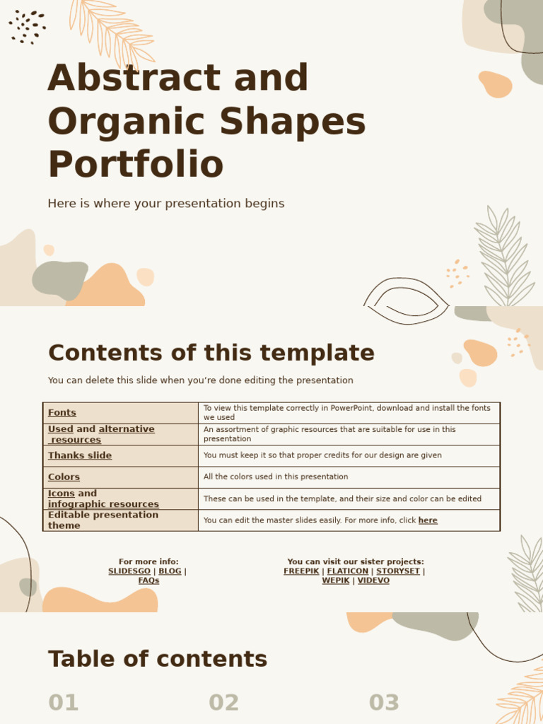 Abstract and Organic Shapes Portfolio by Slidesgo | PDF | Creativity ...