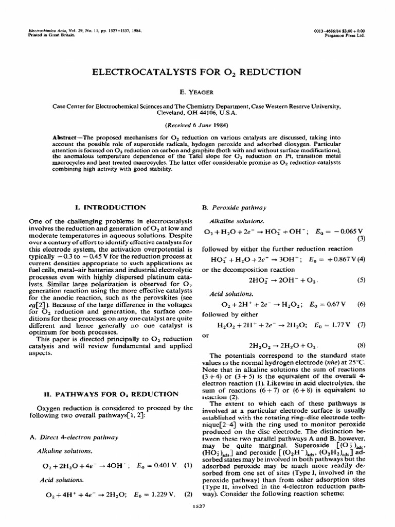Electrocatalysts for Oxygen Reduction | PDF | Catalysis | Redox