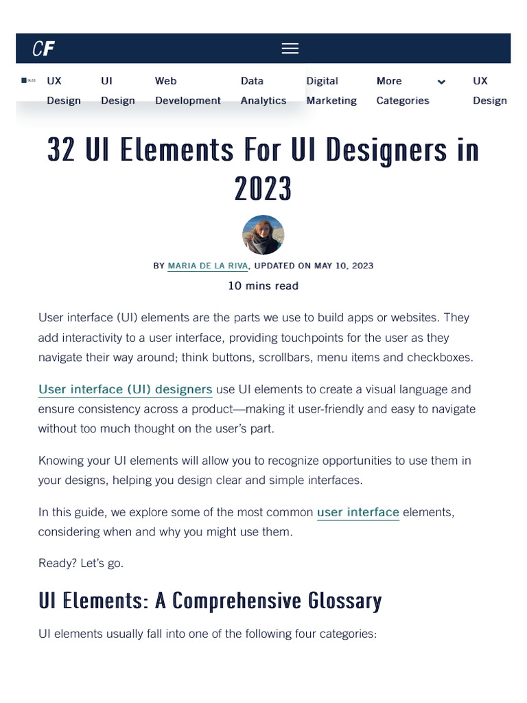 32 Essential UI Elements for Designers | PDF | User Interface | Menu ...