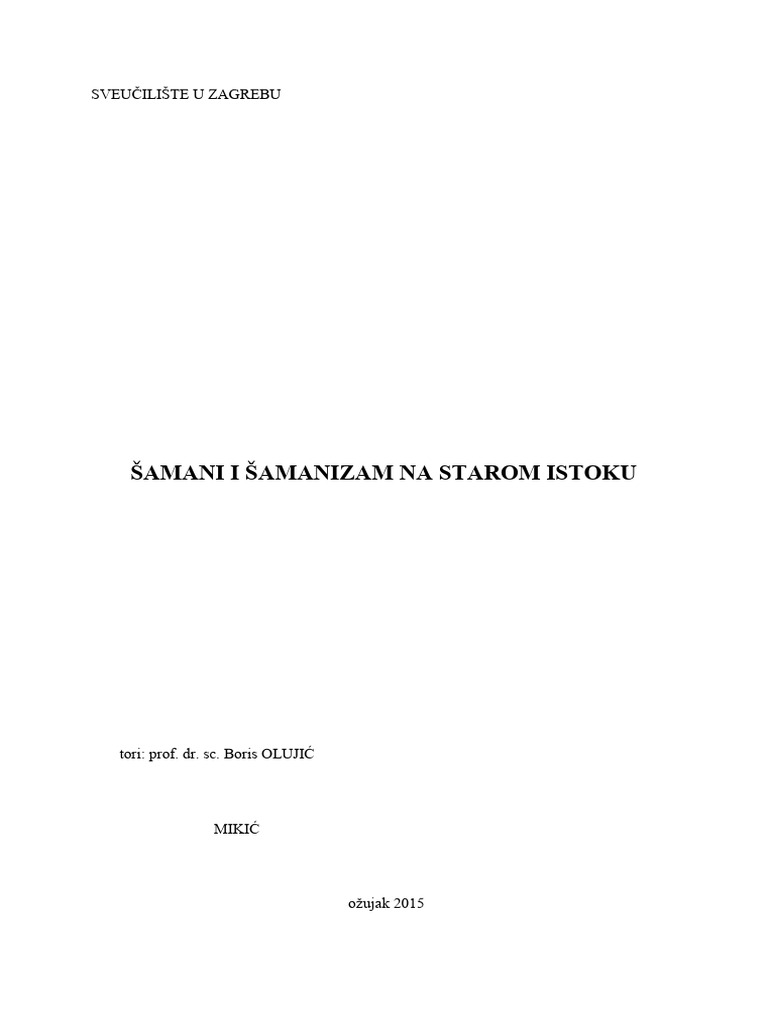 Samani I Samanizam Olujić SVEUČILIŠTE U ZAGREBU | PDF