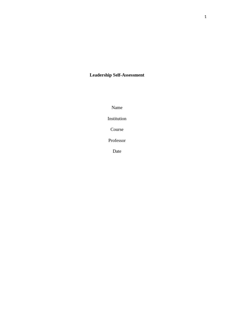 Leadership Self Assessment | PDF | Leadership | Strategic Management