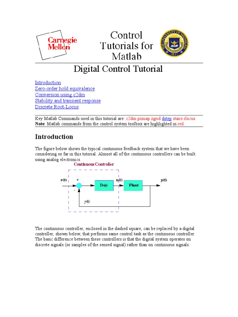 Digital Control Tutorial | PDF | Algorithms | Applied Mathematics