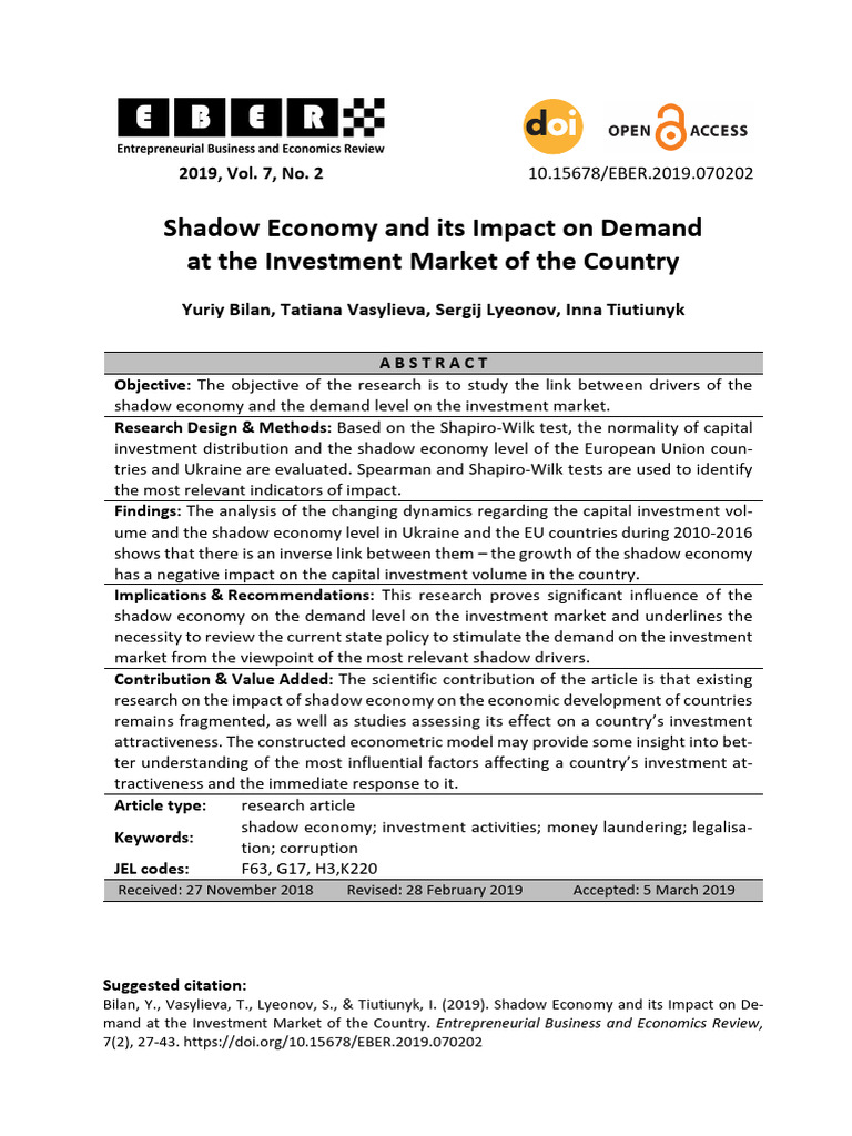 Shadow Economy and Its Impact On Demand at The Inv | PDF | Economies