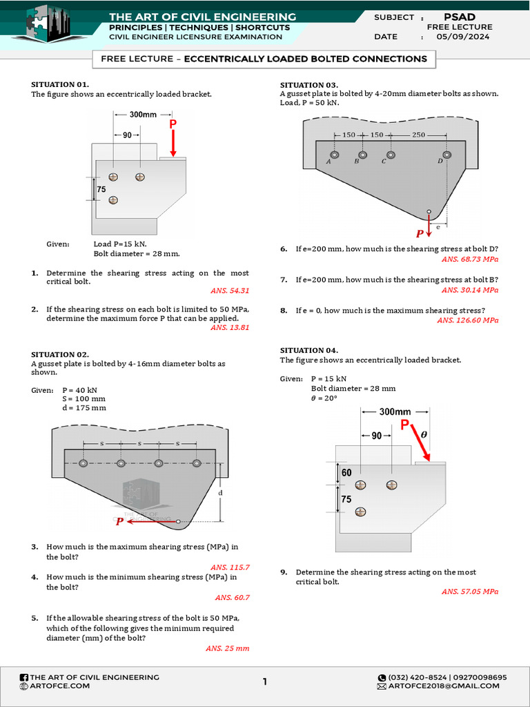 Eccentrically Loaded Bolted Connections | PDF | Stress (Mechanics ...
