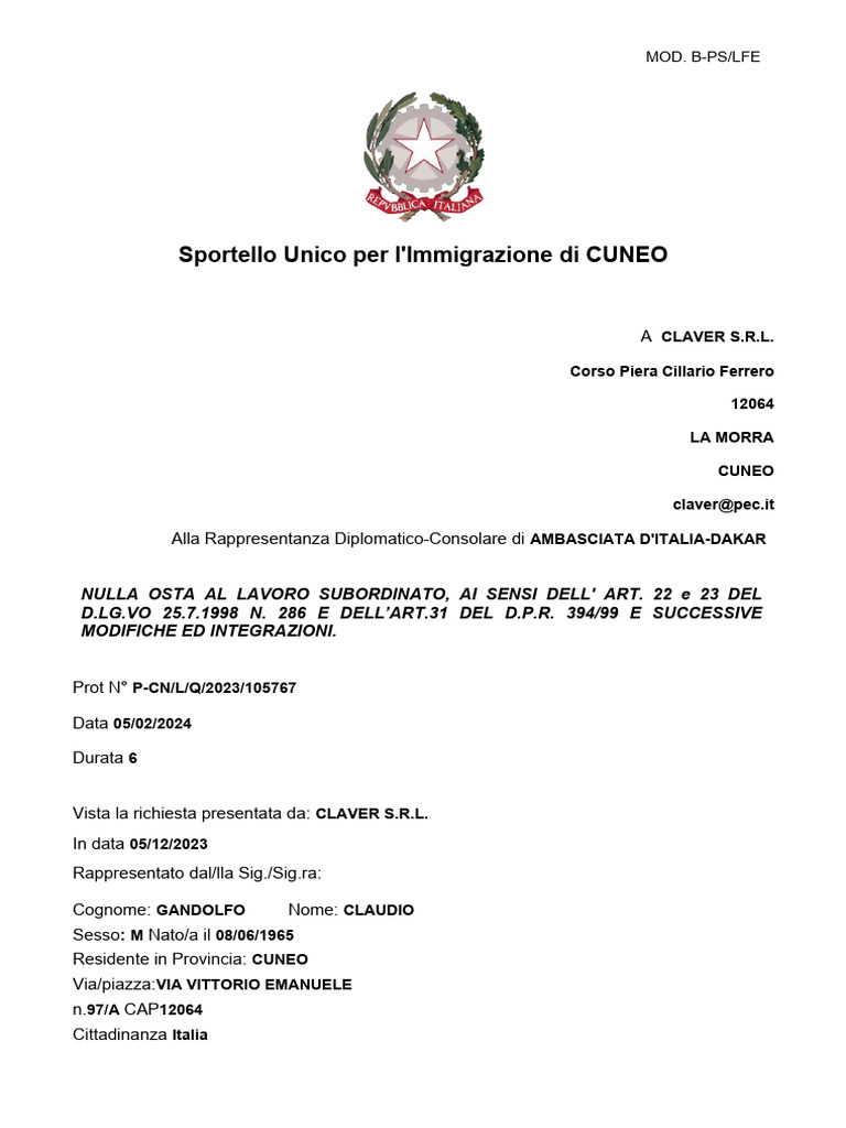 Nulla Osta | PDF