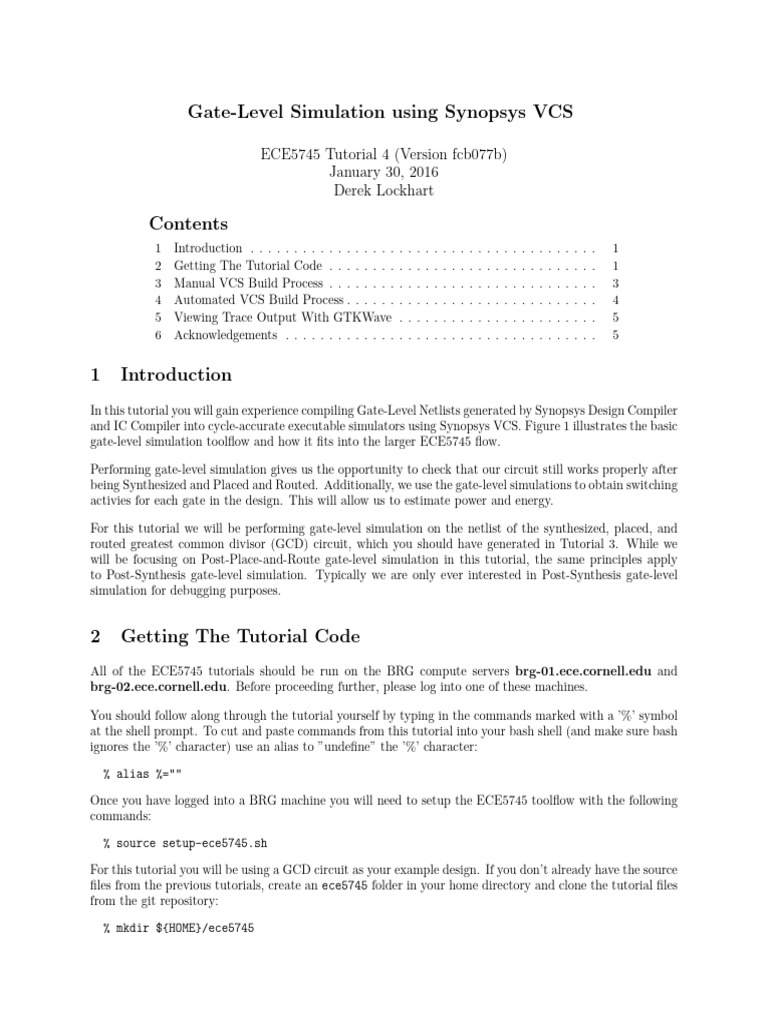Gate-Level Simulation with Synopsys VCS | PDF | Computing | Electronic ...