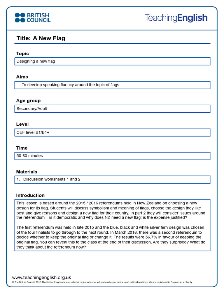 A New Flag Lesson Plan - 0 - 0 - 0 | PDF