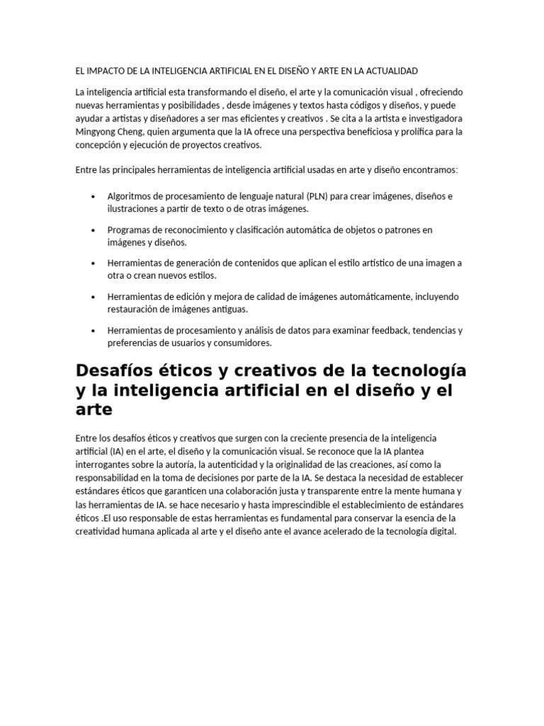 El Impacto de La Inteligencia Artificial en El Diseño y Arte en La ...