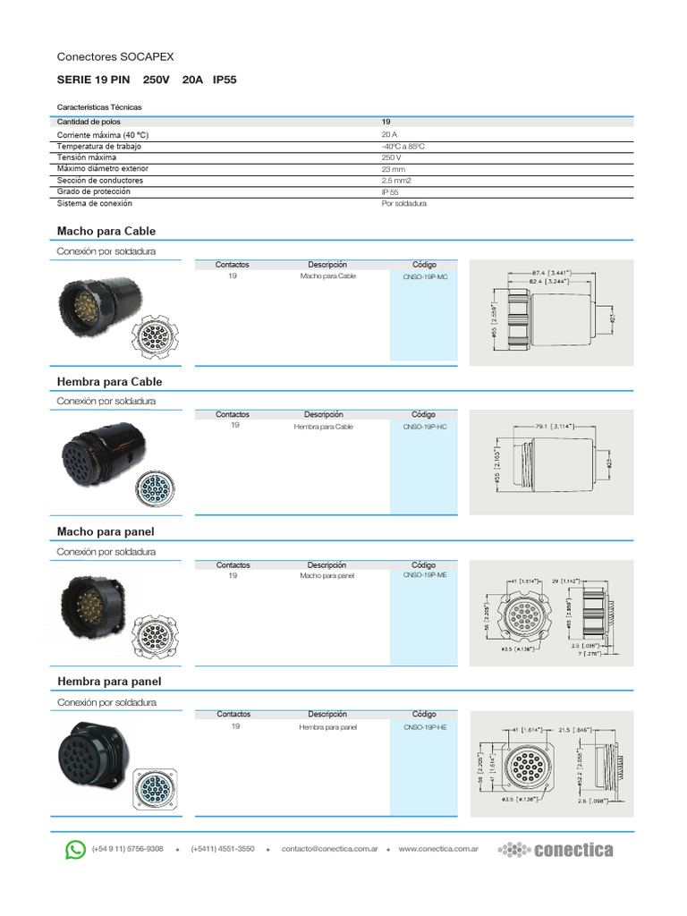 Connecteur Mâle Socapex 3 Broches + Châssis - Modèle FMD23C Et SL ER 23C, Occasion Fonctionnel