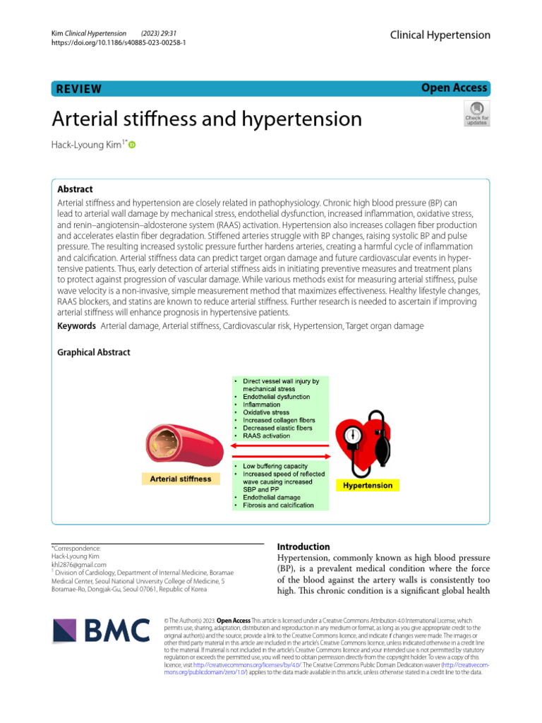Arterial Stifness and Hypertension | PDF | Hypertension | Blood Pressure