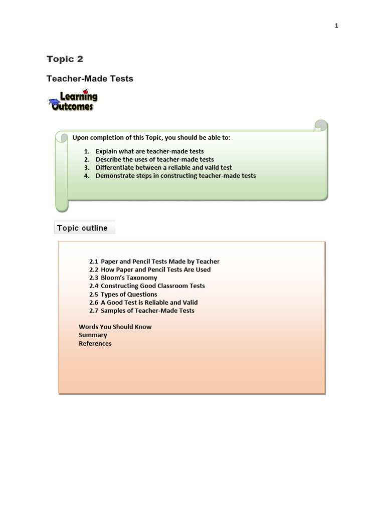Topic2 Teacher Made Tests Fin Pdf Validity Statistics