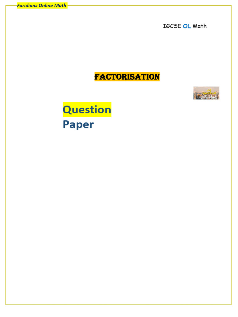 IGCSE Factorisation Practice Questions | PDF