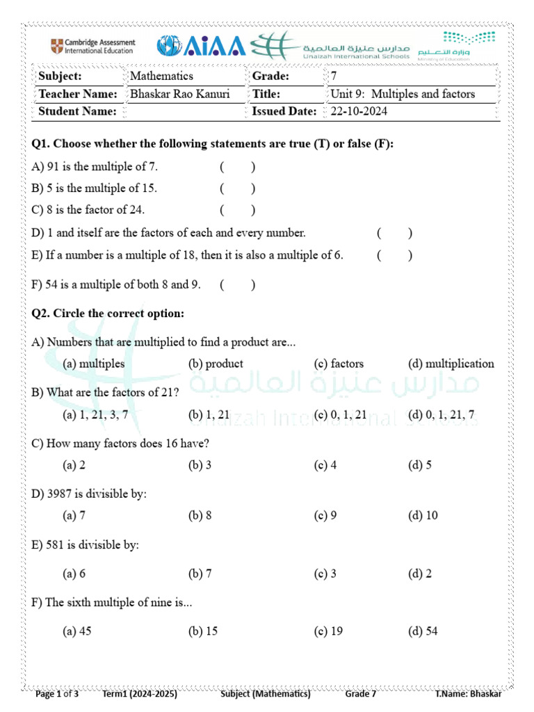 unit-9-class-7-mathematics-worksheet-pdf-mathematics-arithmetic