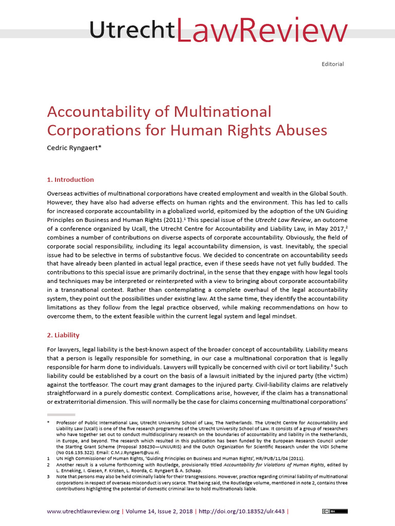 Corporate Accountability for Human Rights | PDF | Tort | Jurisdiction