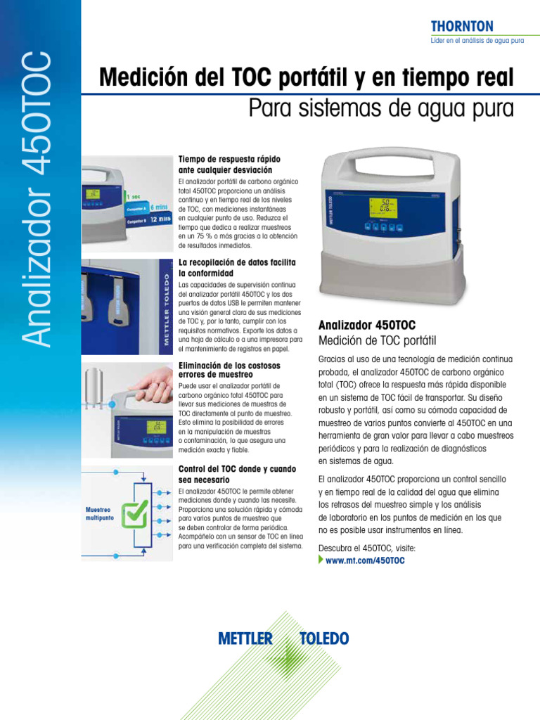 Analizador portátil 450TOC para mediciones precisas | PDF | Carbono ...