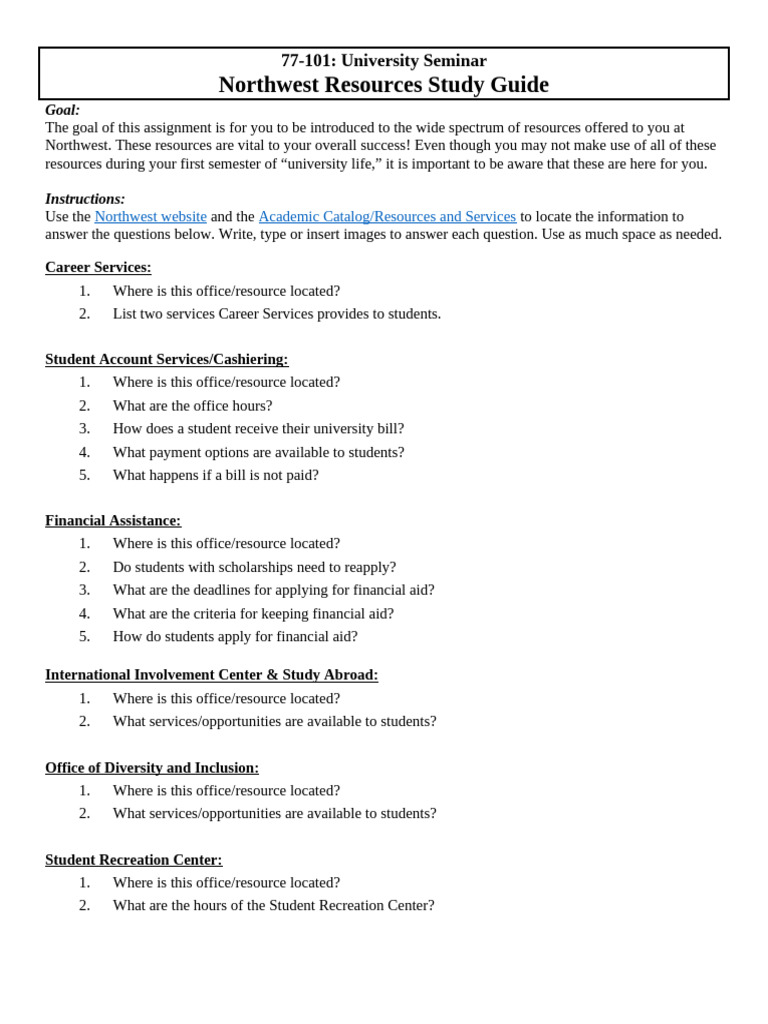 Northwest University Resource Guide | PDF | Career & Growth