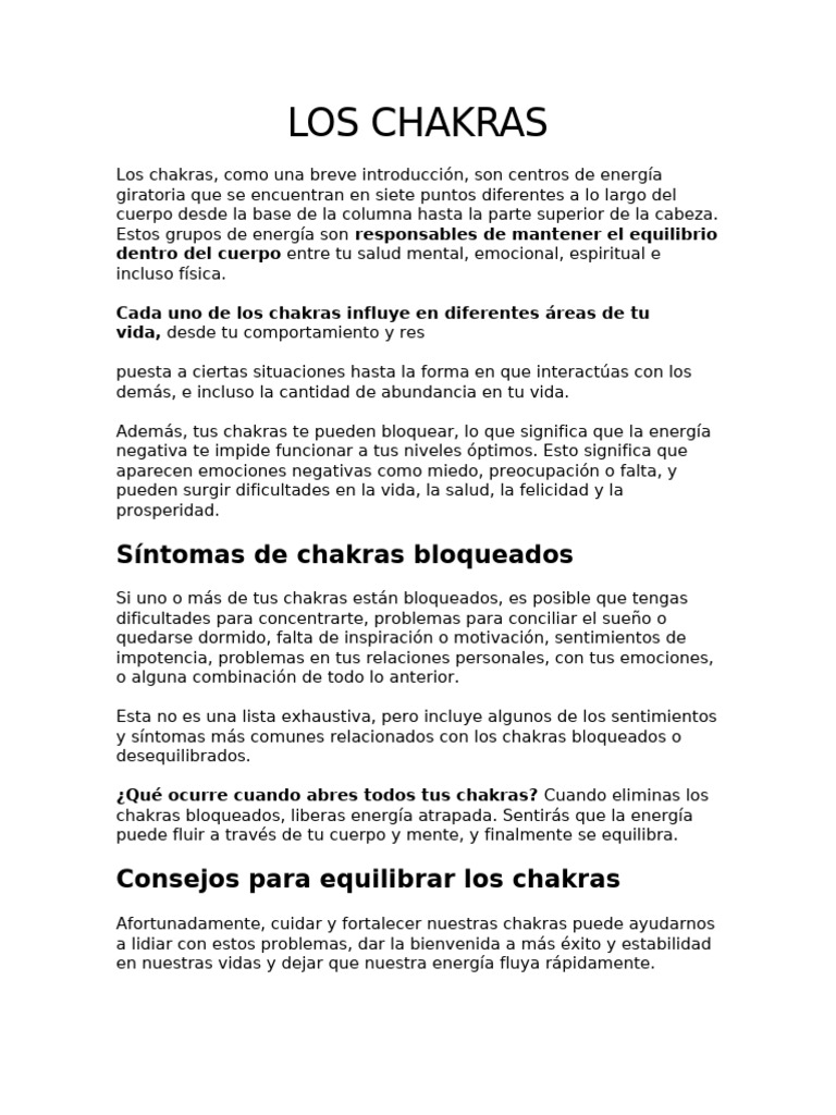Los Chakras | PDF | Las emociones | Mente