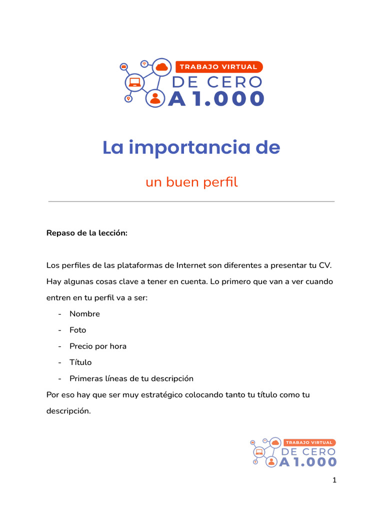 Semana 2 la importancia de un buen perfil pdf