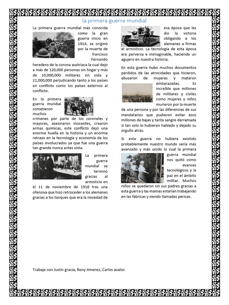 Impacto de la Primera Guerra Mundial | PDF | Primera Guerra Mundial ...