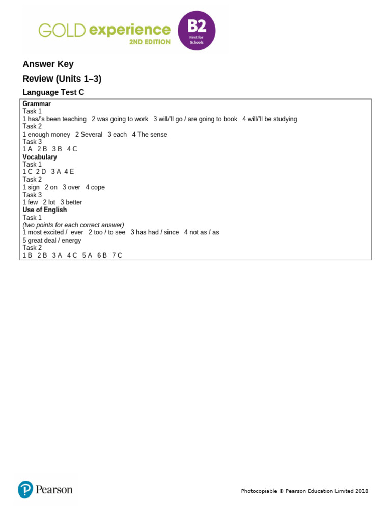 Gold Exp B2 U1to3 Review Lang Test C Dys AK | PDF | Vocabulary ...