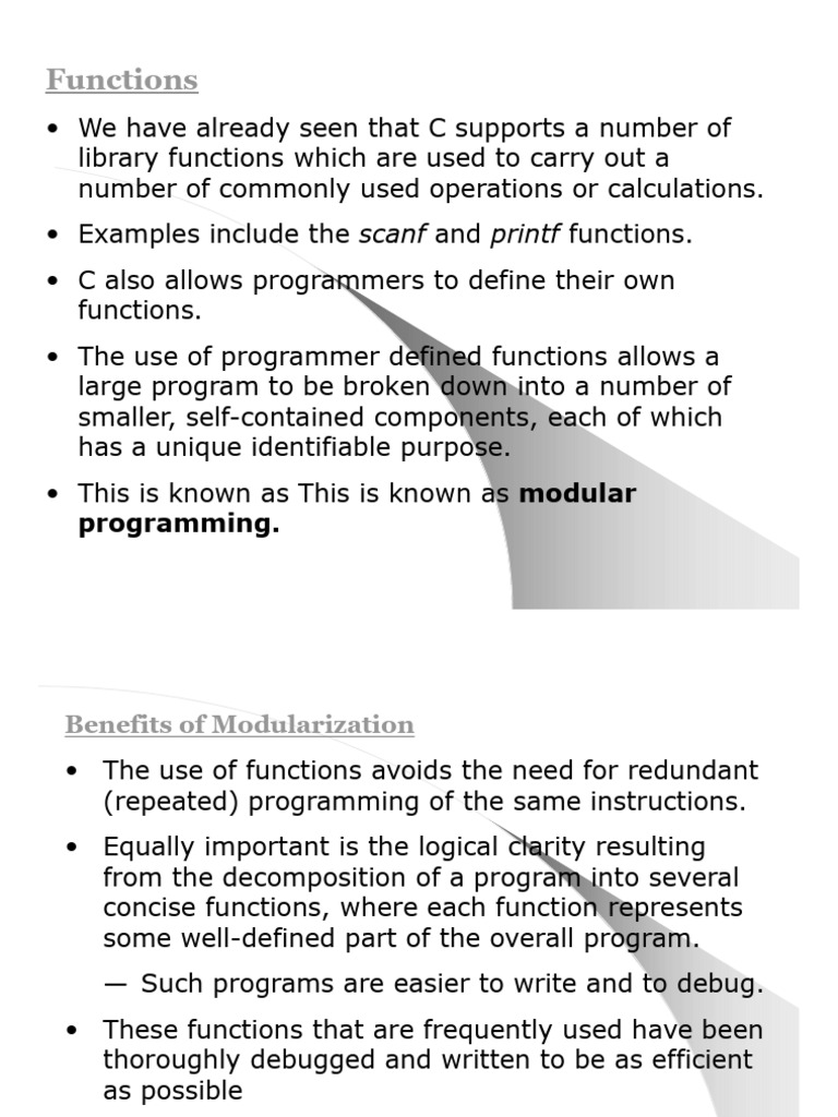 Understanding Functions in C Programming | PDF | Parameter (Computer ...