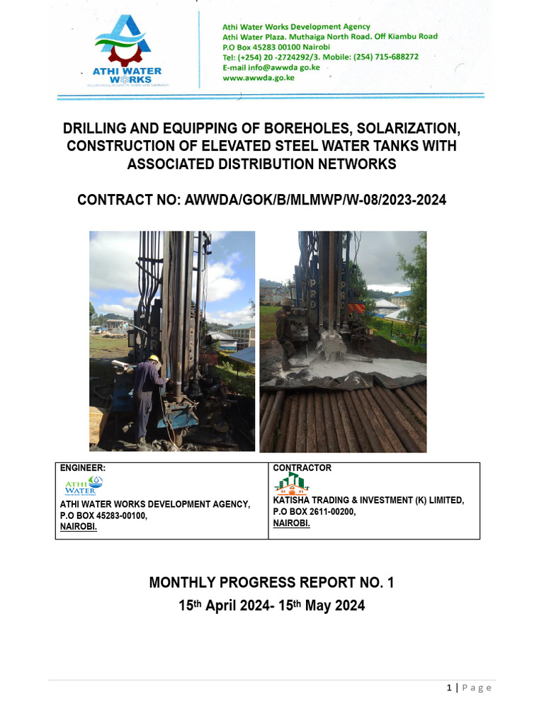Monthly Borehole Drilling Progress Report | PDF | Casing (Borehole ...