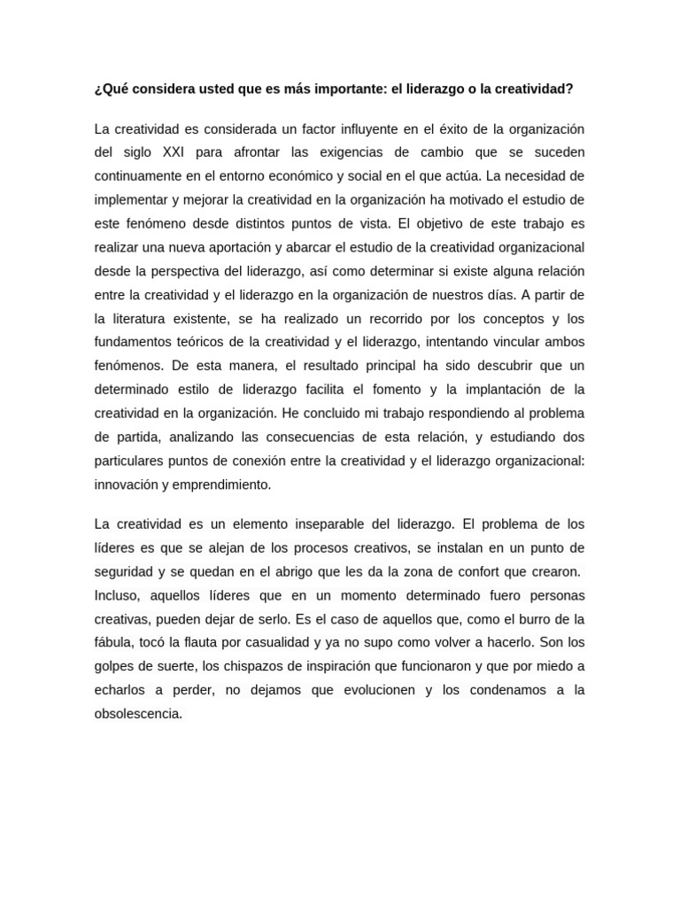 Liderazgo e Creatividad | PDF | Crecimiento personal y profesional