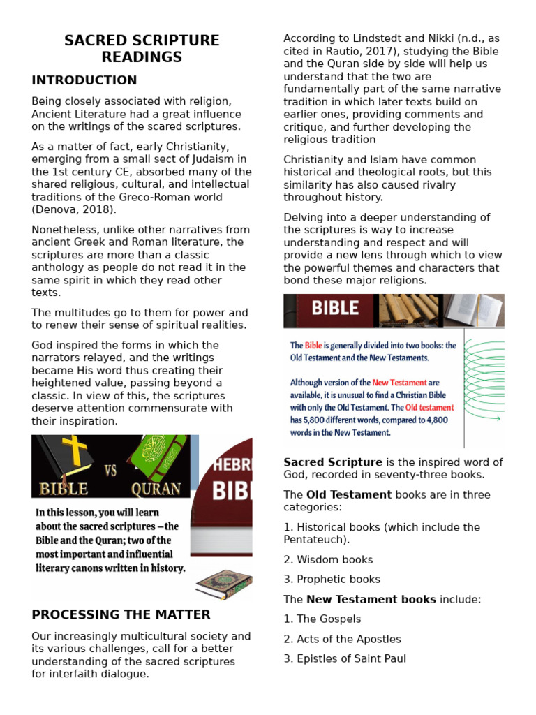 Sacred Scripture Readings | PDF | Biblical Inerrancy | Revelation