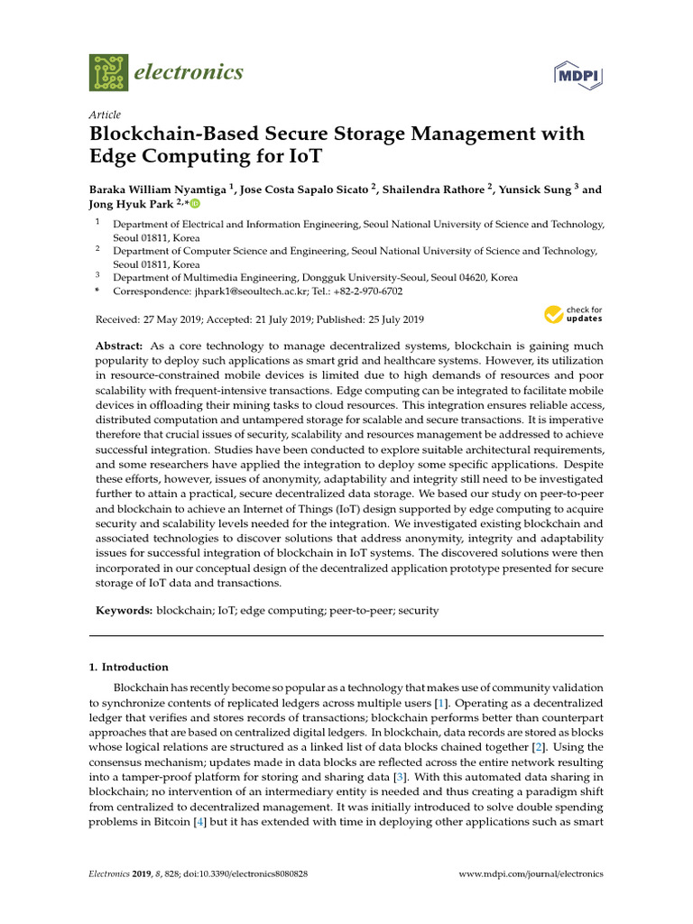 Blockchain Based Secure Storage | PDF | Internet Of Things | Computer ...