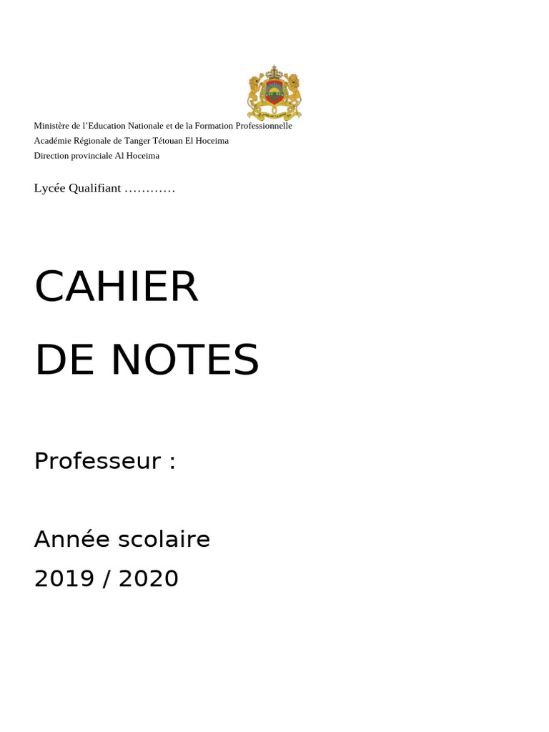 Cahier de Notes Professeur 2019/2020 | PDF