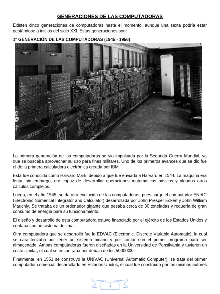 Generaciones de Las Computadoras | PDF | Microprocesador | Hardware de ...