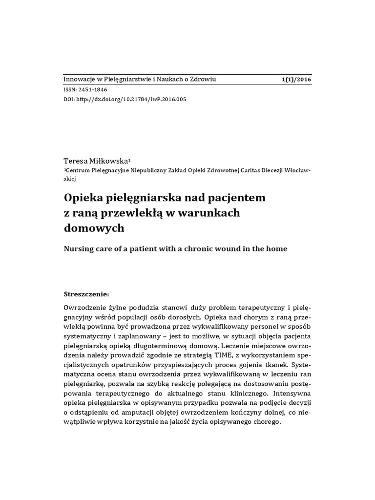 Opieka Pielęgniarska Nad Pacjentem | PDF
