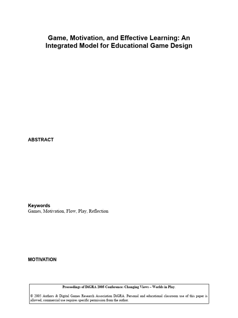 Educational Game Design for Motivation | PDF | Flow (Psychology ...