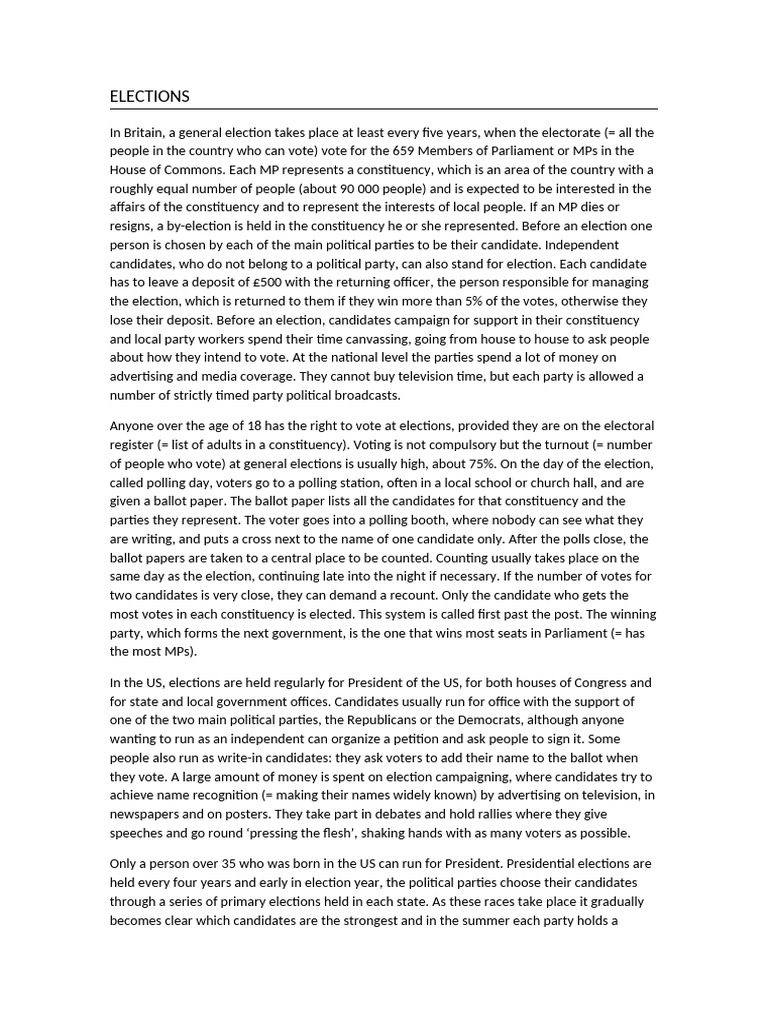 Elections Pdf Voting Elections