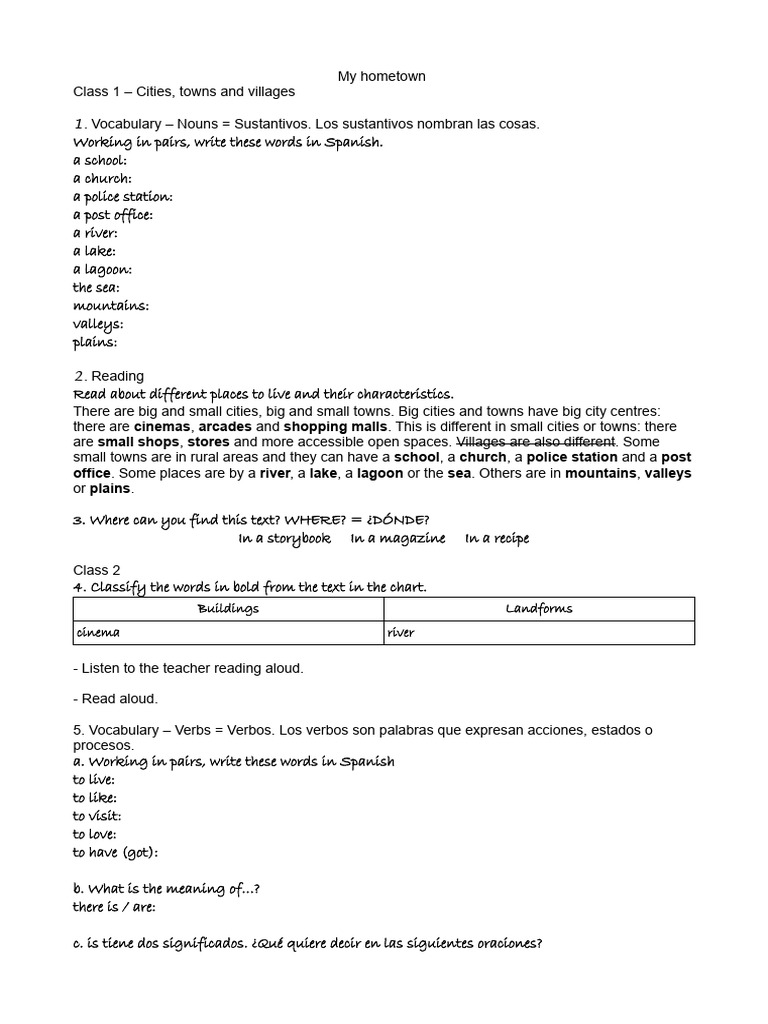 Project Cities Towns and Villages | PDF | Syntax | Grammar