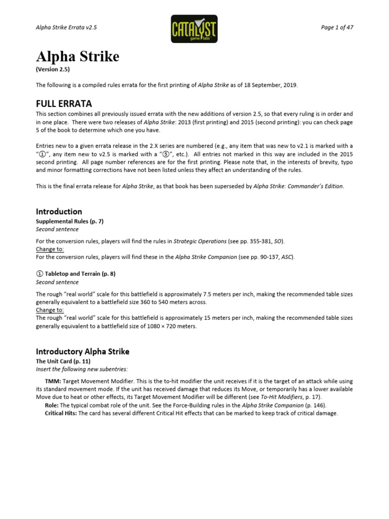 Alpha Strike 2019 09 18 v2.5 | PDF | Artillery | Sniper