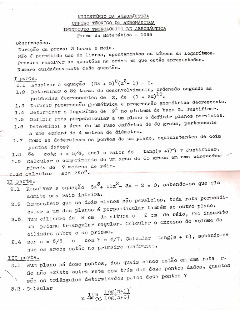 ITA 20matem C3 A1tica 201955 20resol | PDF | Esfera | Geometria Euclidiana