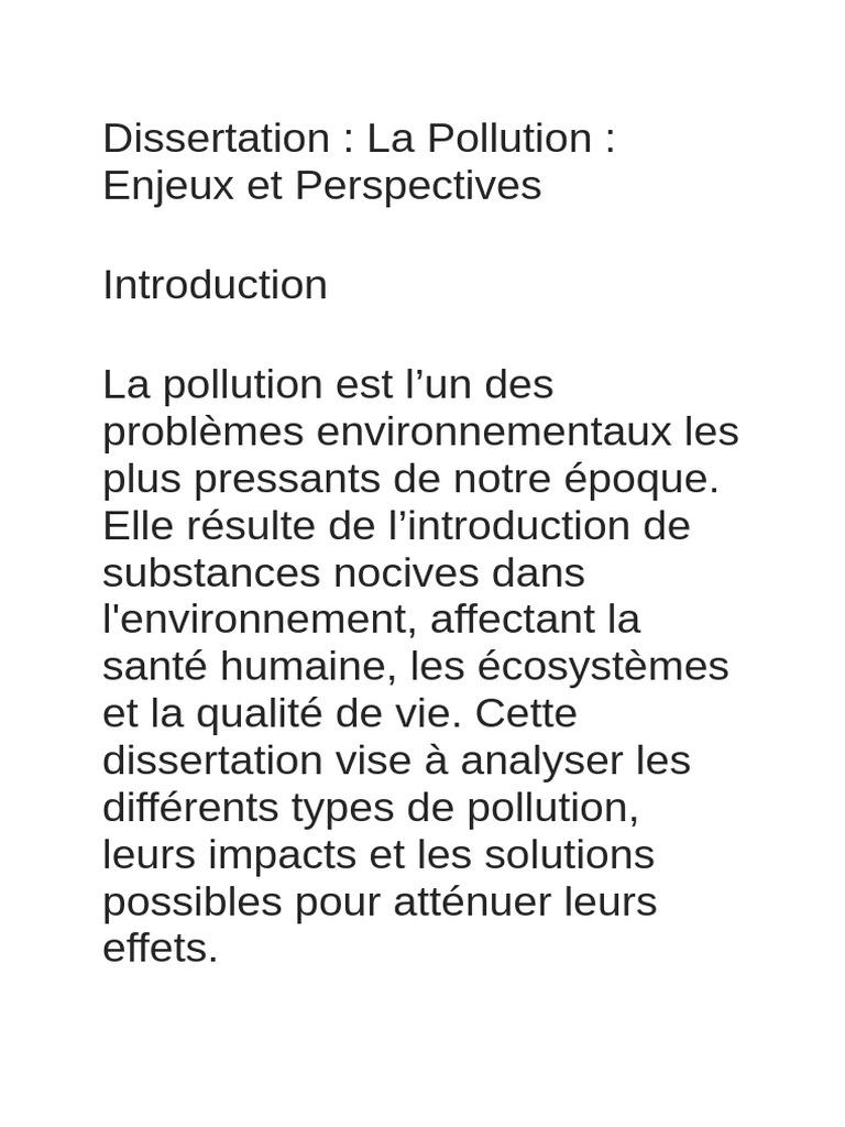 Enjeux et Solutions de la Pollution | PDF | la pollution | Pollution de ...